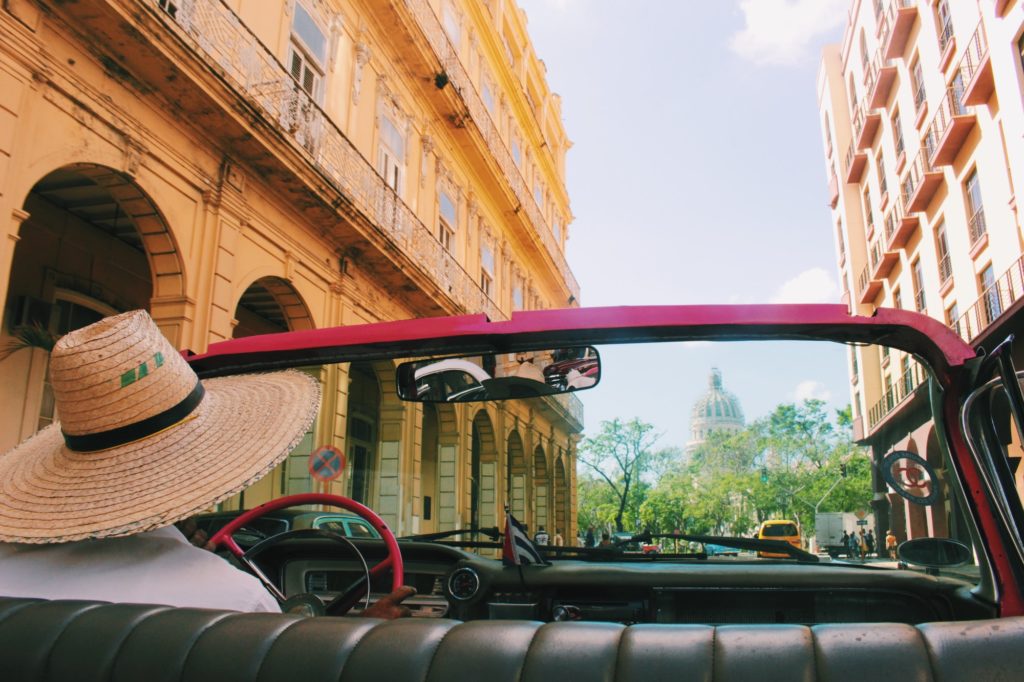 Cuban classic car ride in Havana city